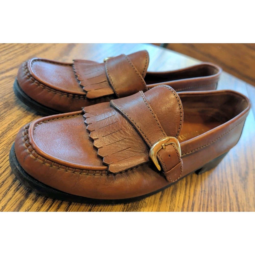 David Taylor Loafers Shoes Mens 8.5 D Brown Leather Slip On Buckle Leather Soles